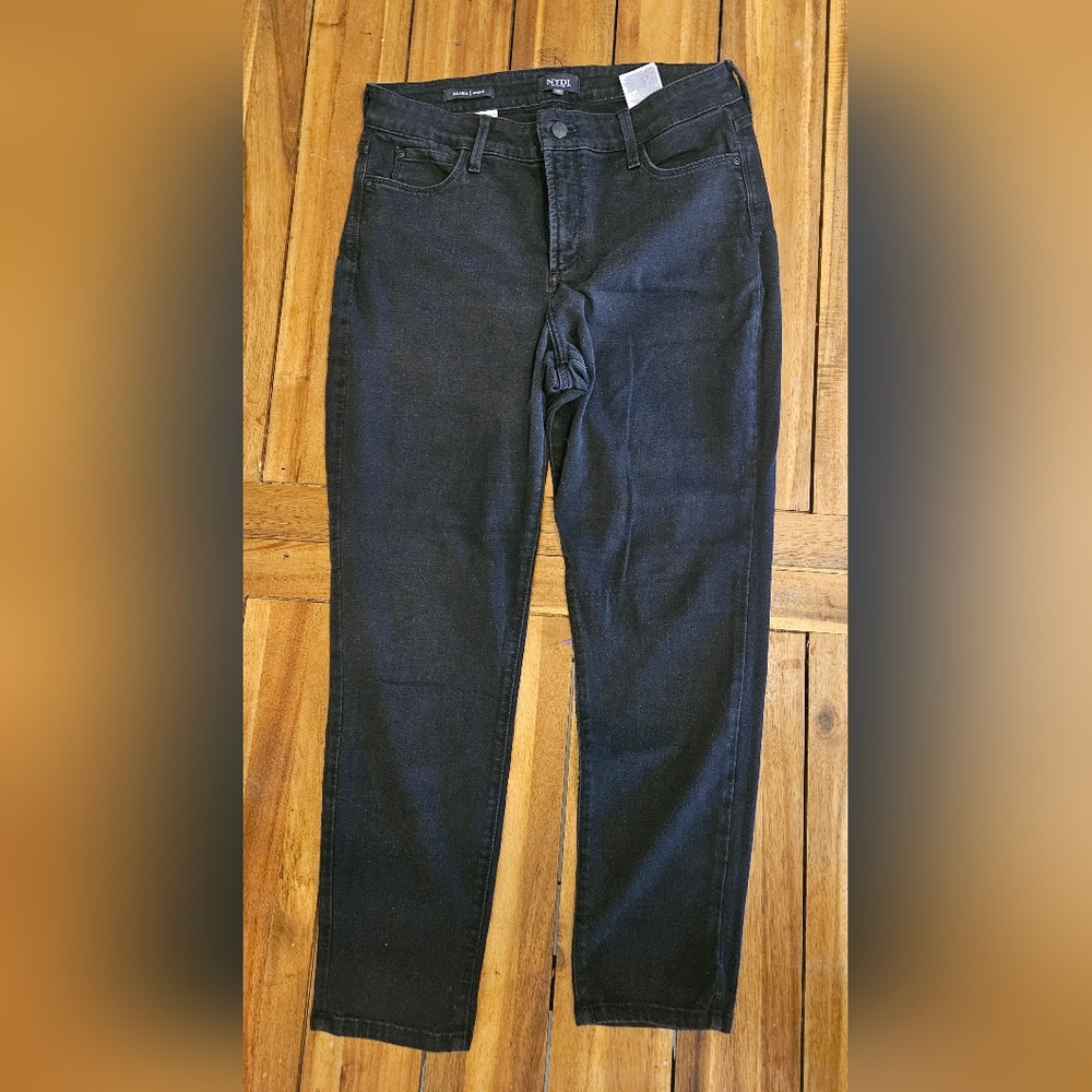 NYDJ Alina Ankle Jeans Black Size 14 Lift Tuck Skinny Denim